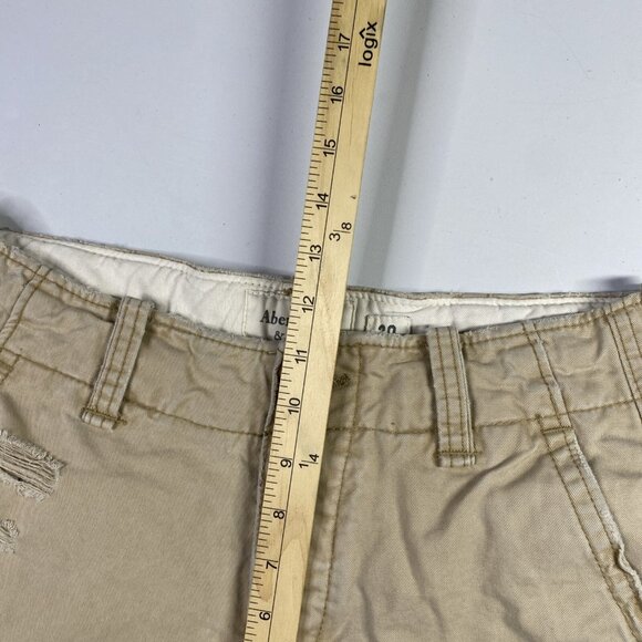 Abercrombie Fitch Shorts 30 Cargo Distressed Heavy Y2K Button Drawstring - Picture 11 of 13